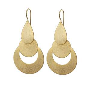 Handmade Gold Plated Matte Brass <b>Earrings</b> Classic Geometric Hoop Design with <b>Hook</b> for Parties by HF Crafts - Product Image 6