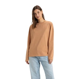 Camisetas de manga larga para mujer de diseño personalizado, camisetas cómodas ajustadas, informales, lisas, con cuello redondo, de Color sólido - Product Image 4