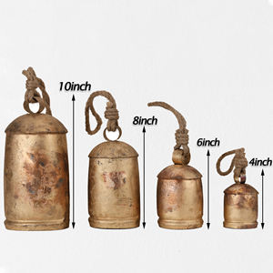 Ensemble de corde de cloches de Noël en métal fait à la main de 5 pièces au design vintage pour l'amélioration du charme décoratif des vacances - Product Image 5