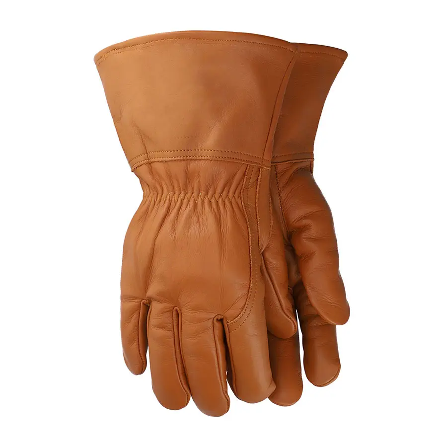 Guantes de soldadura de piel de vaca para campos petroleros con protección contra impactos y guantes de seguridad de cuero antivibración fabricados en Pakistán