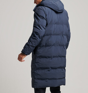 Custom Premium Quality Canvas Winter Puffer <b>Jacket</b> for Men Breathable Windproof <b>Mandarin</b> <b>Collar</b> Hooded Comfortable Cotton Lining - Product Image 2