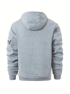 เสื้อมีฮู้ดโอเวอร์ไซส์ผ้าฝ้าย100% ระดับมืออาชีพสำหรับผู้ชายระบายอากาศได้กระเป๋า1/4มีซิปลายนูน - Product Image 3