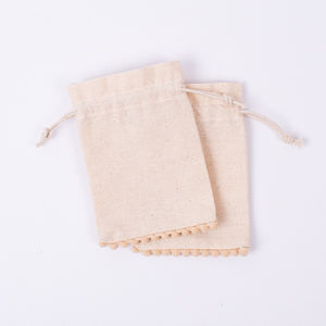 Customize Logo Luxury <b>Bracelet</b> Necklace Drawstring Gift Bag Indian Handmade White Cotton Jewelry Storage Pouch For Wholesale - Product Image 6