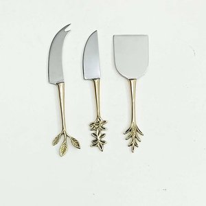 Juegos de queso de metal de diseño increíble con mango de resina acabado dorado para uso en hoteles cuchillos de queso juegos de esparcidor de mantequilla - Product Image 6