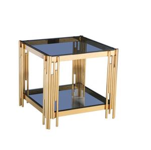 Table basse en acier inoxydable d'excellente qualité avec dessus en verre pour des intérieurs élégants et minimalistes disponibles au meilleur prix - Product Image 1