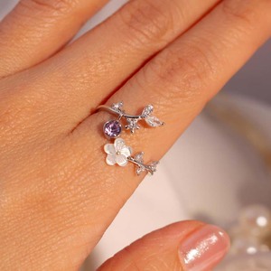 Nhẫn bạc Ý 925 thủ công cổ điển hình hoa, đá Chalcedony hồng fuchsia, viền đá 8MM, khắc chữ HARI OM - Product Image 5