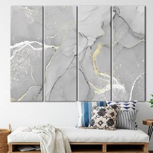 Toile imprimée : Art mural moderne en marbre gris et doré, 4P : encadré style galerie - Product Image 1