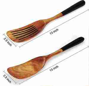 Cuillères de service en bois d'acacia et résine 5 couverts à salade en bois Ensemble de 2 serveurs à salade en bois Ensemble de 2 KETCHENWAR UNIQUE FAIT À LA MAIN - Product Image 4