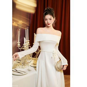 เลือกที่ดีที่สุดสำหรับร่างกายของคุณชุดเดรสแขนยาวไม่สมมาตรคุณภาพสูงการปกปิดสูงสุด - Product Image 1