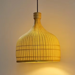 Iluminación colgante de bambú moderna que ofrece un brillo ambiental suave y cálido construido con material ecológico de alta calidad - Product Image 4