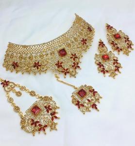 Bridal Indian Pakistani Stainless Steel Classic <b>Necklace</b> <b>Set</b> with <b>Silver</b> Plated Finish <b>and</b> Detailed Craftsmanship Tikka - Product Image 6