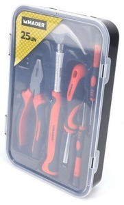 25-piece <b>hand</b> <b>tool</b> kit with hammer, pliers, precision screwdrivers and CRV Mader bits (52151) - Product Image 3