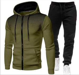 Conjunto Deportivo de Otoño Invierno para Hombre Estilo Europeo Americano, Sudadera de Color Sólido con Forro Polar, Chándal Informal con Diseño 3D en la Parte Delantera - Product Image 1