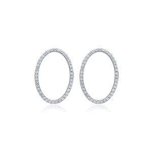 Creux ovale Design CZ pierre 925 boucles d'oreilles en argent bijoux fabriqués à la main en gros turc bijoux fins - Product Image 5