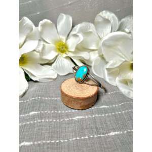 Navajo Handmade Kingman Turquoise & Sterling Silver Cuff Bracelet Cultural Collectible Jewelry - Product Image 3