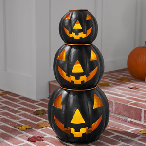 Juego de 3 faroles para Halloween, ideas decorativas disponibles, venta al por mayor, directo, barato, precio de fábrica, calabaza de aluminio hecha a mano - Product Image 2