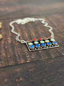 Handmade Sterling Silver Synthetic <b>Opal</b> Necklace Elegant Artisan Jewelry <b>Gift</b> for Her Iridescent Everyday Style - Product Image 2