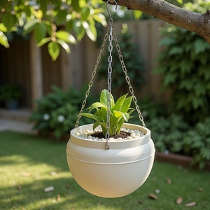 Chaînes en acier inoxydable panier de jardinière suspendu intérieur et extérieur jardinières suspendues d'intérieur avec support de pot de fleur de chaîne - Product Image 1