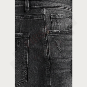 Jeans en denim pour homme sur mesure 2025, coupe classique, coton de haute qualité, lavé, bouton, design vintage, techniques brodées, faible MOQ - Product Image 5