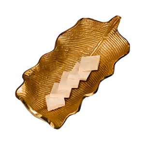 Plato decorativo con forma de hoja chapado en oro estructurado ondulado de la mejor calidad a precio de mayorista con color y tamaño personalizados - Product Image 6