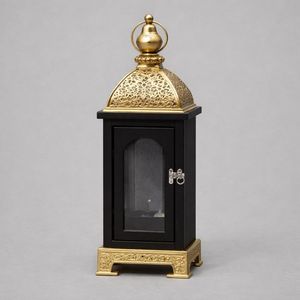 Luxury Black and <b>Gold</b> Metal <b>Lantern</b> with Intricate Cutwork Glass Warm Candle Glow Premium Festive Home Decor - Product Image 5