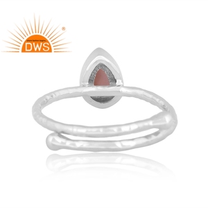 Best Selling Fine <b>Sterling</b> <b>Silver</b> Natural Peach Moonstone <b>Adjustable</b> <b>Ring</b> Jewelry For Women Gift For Her - Product Image 4