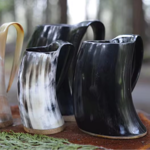 Taza de cuerno hecha a mano por Crescent Craft Durable Eco Friendly Rustic Drinkware por Crescent Crafts - Product Image 1