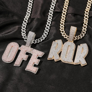 Joyería Iced Out, Colgantes Personalizados con Letras, Colgante Personalizado con Número de Moissanita, Plata 925, Colgante con Letra de Moissanita, Collar - Product Image 3