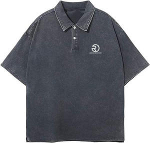 Lavado ácido de alta calidad Logotipo de impresión personalizado hombres pulóver Polo Material personalizado Flexible hombres lavado ácido Polo camisa - Product Image 5