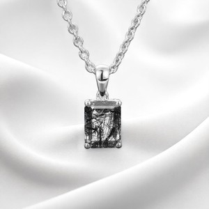 New Arrival Baguette Charm Pendant <b>Necklace</b> Prong Set 10x5 MM Charms Jewelry 925 Sterling Silver <b>Necklace</b> - Product Image 3
