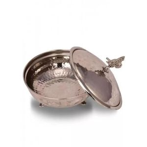 Turco hecho a mano Defne cobre martillado a mano azucarero especias hierba contenedor con tapa y mango de latón estilo otomano - Product Image 3