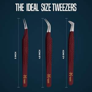 Professional Eyelash Extension KHADMI IMPEX Fiber Tip lash Straight and Curved And Volume Eye Lash Tweezers for Extensions - Product Image 1
