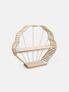 Creative Paper Wall <b>Shelf</b> With Wooden Boards Shell Shape Design Seagrass Decorative Hanging Organizer <b>Shelf</b> For Bedroom Nursery - Product Image 4
