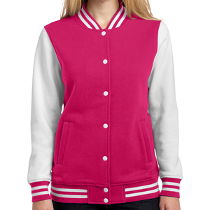 Venta al por mayor de alta calidad Varsity Bomber chaqueta para mujer abrigo de invierno cuerpo de lana por encargo bordado Logo mujeres Lettermen chaqueta - Product Image 1