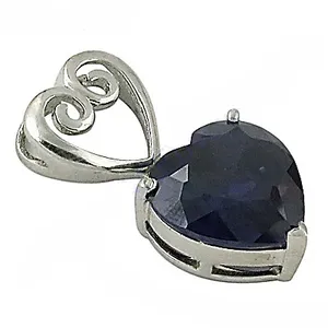 925 Silver Heart Sapphire Pendant for Women Rhodium Plated Religious Gemstone Jewelry with <b>Diamond</b> and Pearl Charm Pendants - Product Image 1