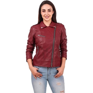 Nueva llegada Precio bajo 2025 Chaquetas de cuero para damas Moda Personalizada Chaquetas de cuero genuino en cantidad a granel Servicio OEM - Product Image 1