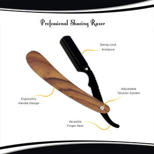 Maquinillas de afeitar para Barba de acero inoxidable con mango de madera, maquinilla de afeitar de grado quirúrgico para hombres - Product Image 3