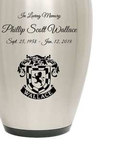 Urne funéraire personnalisée avec armoiries familiales, gravure professionnelle, en aluminium, pour cendres humaines, urnes pour adultes, hommes et femmes - Product Image 4