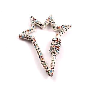 Breloques en argent sterling 925 plaqué or avec fermoir mousqueton en forme de grande étoile, multicolores, sans nickel, sans plomb - Product Image 2