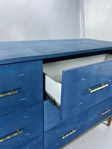 Hot Selling Modern Extendable Bedroom Dresser & Nightstand with 6 <b>Storage</b> Drawers Faux Shagreen Fabric - Product Image 5