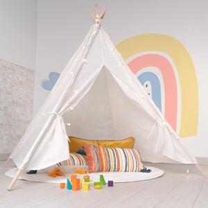Tipi Montessori Indio ROBINCOOL Blanco, Carpa de Juego Infantil con Luces y Alfombra para Pequeños Exploradores - Product Image 2