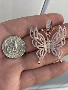 Nuevo Collar con Colgante de Diamantes de Imitación VVS Moissanite, Estilo Hip Hop, Chapado en Oro, Plata 925, Diseño de Mariposa Brillante - Product Image 6