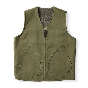 Chaleco de lana reversible con logotipo personalizado de invierno, abrigo informal de Color sólido con bolsillo frontal cálido para hombres - Product Image 3