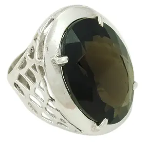 Bague bohème en quartz fumé et topaze plaquée rhodium faite à la main pour femmes - Certifiée GRS - Product Image 2