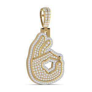 Grand pendentif personnalisé en argent glacé Gyan Mudra Hip Hop Bling avec diamant VVS Moissanite Cadeau de fête unique pour les mariages - Product Image 4