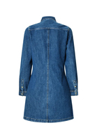 Robe chemise en jean de haute qualité pour femme, avec dentelle et fronces, style décontracté, ceinturée, boutonnée, style western, silhouette trapèze, taille élastique
