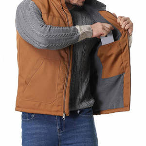 Gilet en toile pour homme, vêtement d'hiver, sans manches, fermeture éclair sur le devant, respirant, logo personnalisé avec taille, style décontracté, gilet en toile pour homme - Product Image 2