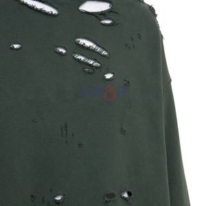 เสื้อฮู้ดดี้ผู้ชายสไตล์ดิสเทรส ตัดต่อผ้า 100% ผ้าฝ้ายฟลีซ ระบายอากาศได้ดี ทรงโอเวอร์ไซส์ แขนยาว สตรีทแวร์ ชุดลำลองสำหรับผู้ใหญ่ - Product Image 5