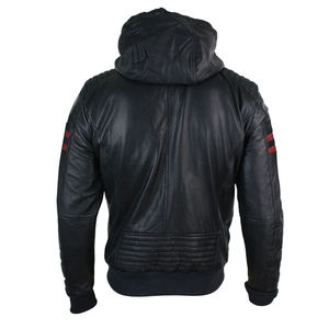 Chaqueta de motorista de piel de vaca con cuello levantado para hombre más vendida de cuero genuino en estilo informal negro para invierno - Product Image 2