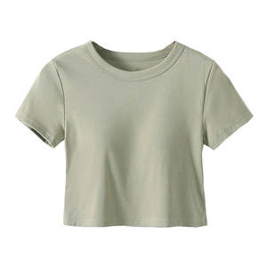 Camiseta corta sin mangas básica para mujer, ropa corta de tela acanalada para entrenamiento de gimnasio, ropa de Yoga para deportes de verano - Product Image 1